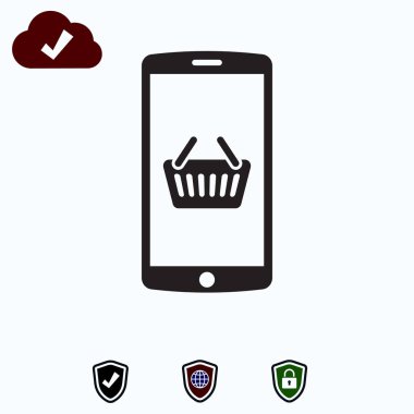 hareket eden smartphone simgesi, hisse senedi vektör çizim düz tasarım stili