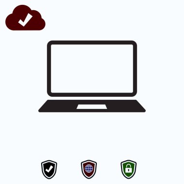 dizüstü bilgisayar kutsal kişilerin resmi, hisse senedi vektör çizim düz tasarım stili