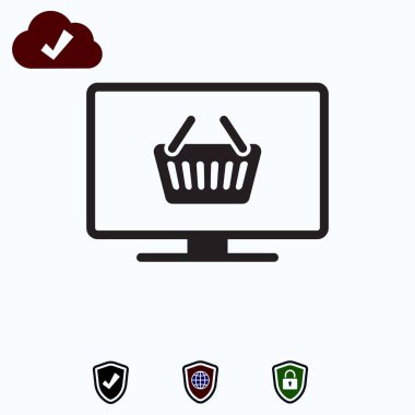 Monitör simgesini, hisse senedi vektör çizim düz tasarım stili