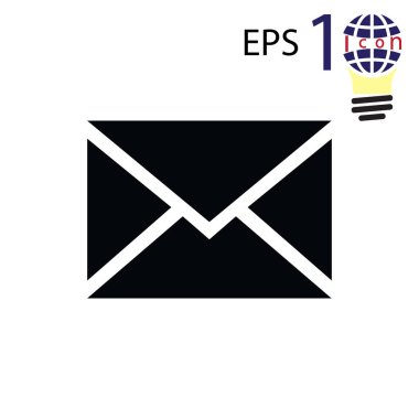 Zarf posta simgesi, hisse senedi vektör çizim düz tasarım stili