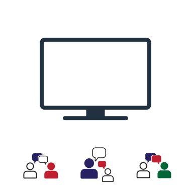 Monitör simgesini, hisse senedi vektör çizim düz tasarım stili