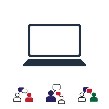 dizüstü bilgisayar kutsal kişilerin resmi, hisse senedi vektör çizim düz tasarım stili