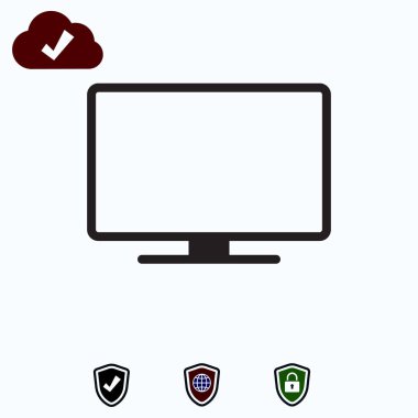 Monitör simgesini, hisse senedi vektör çizim düz tasarım stili