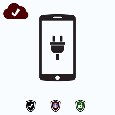 hareket eden smartphone simgesi, hisse senedi vektör çizim düz tasarım stili