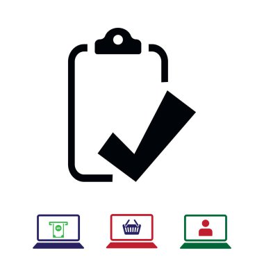 Denetim listesi simgesini, hisse senedi vektör çizim düz tasarımı