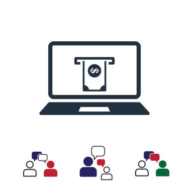 dizüstü bilgisayar kutsal kişilerin resmi, hisse senedi vektör çizim düz tasarım stili