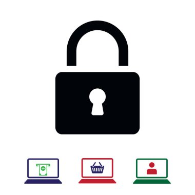 Kilit vektör simgesi, hisse senedi vektör çizim düz tasarım stili