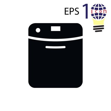 Bulaşık makinesi simge vektör, hisse senedi vektör çizim düz tasarım stili