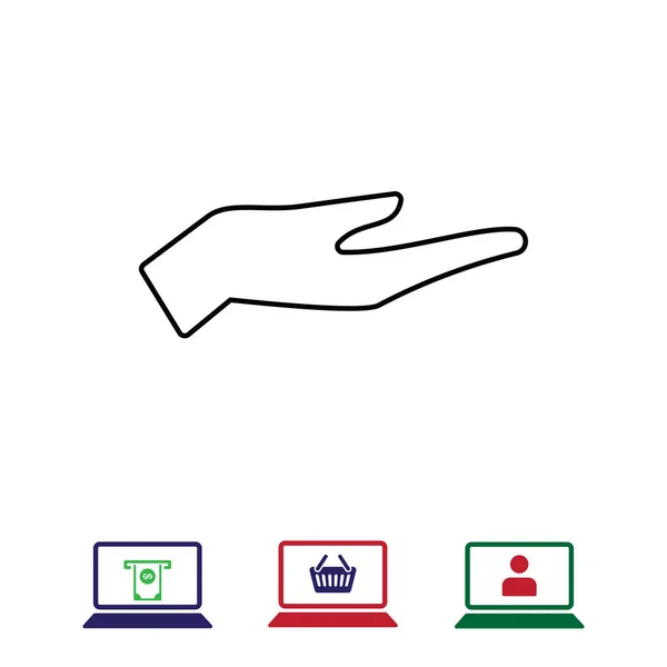 Ícone Mão Estoque Vetor Ilustração Estilo Design Plano —  Vetores de Stock