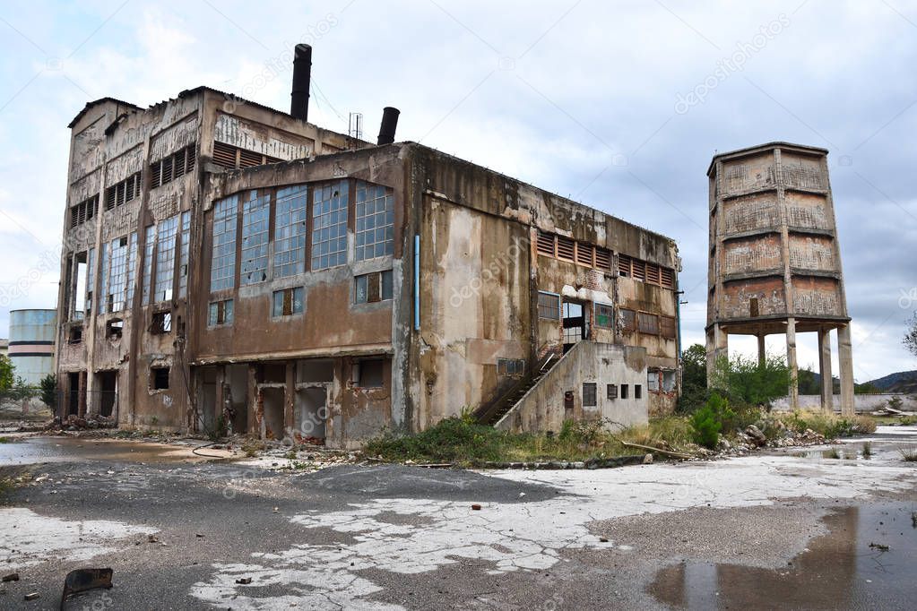 Abandoned industrial zone in Croatia under overcast weather.  