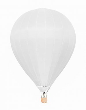 Beyaz arka plan üzerinde izole sepeti ile beyaz sıcak hava balonu
