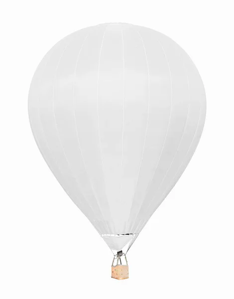 White hot air balloon with basket isolated on white background