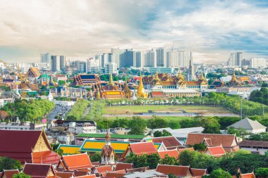 Bangkok Tayland içinde Emerald Buddha Tapınağı güzellik Üstten Görünüm