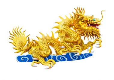 Dragon beyaz zemin üzerine izole Çin Tapınağı çatı üzerinde 