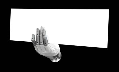 Eğer kelime veya logo koymak için boş işaretini tutan Robotik el