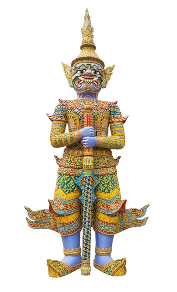 Riesige Wächterstatue in wat phra kaew großartiger Palast bangkok isol — Stockfoto