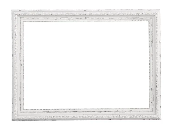 Marco blanco vintage aislado sobre fondo blanco con recorte p — Foto de Stock