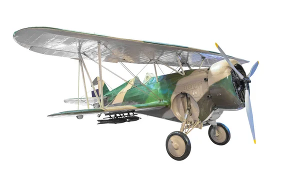 Vecchio aereo da combattimento isolato su sfondo bianco con percorso — Foto Stock