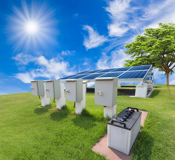 Solar energy system against sunny sky — Stock Photo, Image