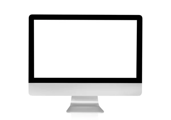 Affichage de l'ordinateur avec écran blanc vierge isolé sur blanc — Photo