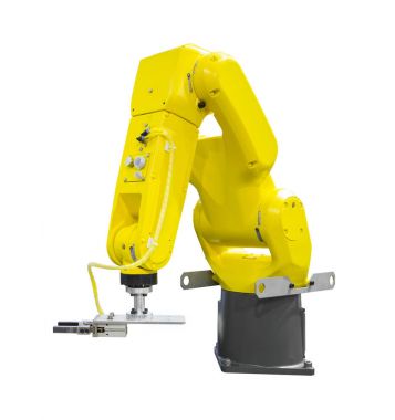 Kırpma yolu ile beyaz arka plan üzerinde izole sanayi robot kol