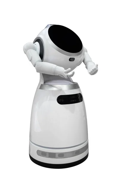 Robot Asystent Odizolowany Białym Tle Ścieżką Wycinania — Zdjęcie stockowe