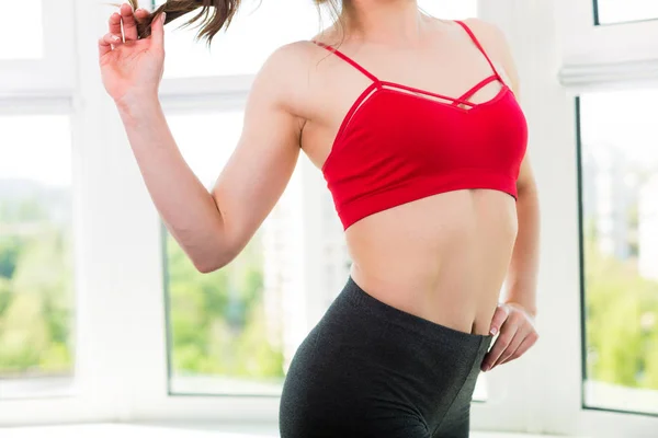 Woman working out at home — Stock Photo, Image