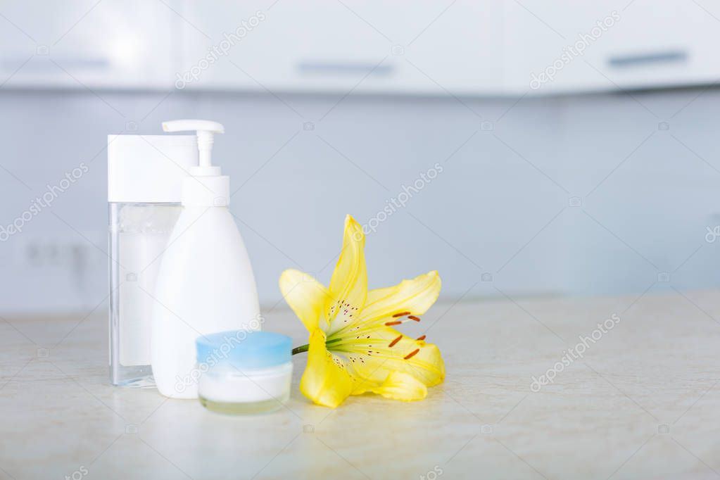 Essential cosmetics on a table