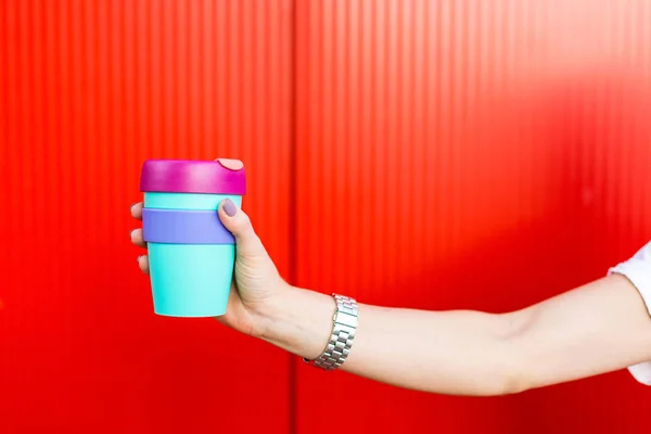 Woman with a coffee mug — Stock Photo, Image