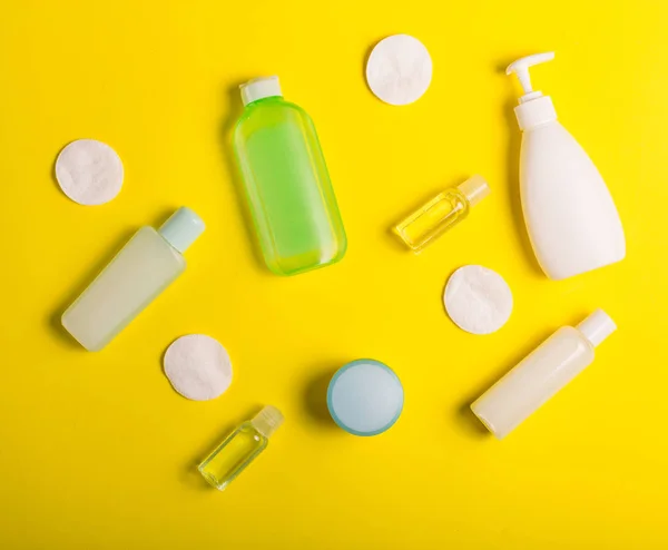 Cosmetics on a yellow background — Stock Photo, Image