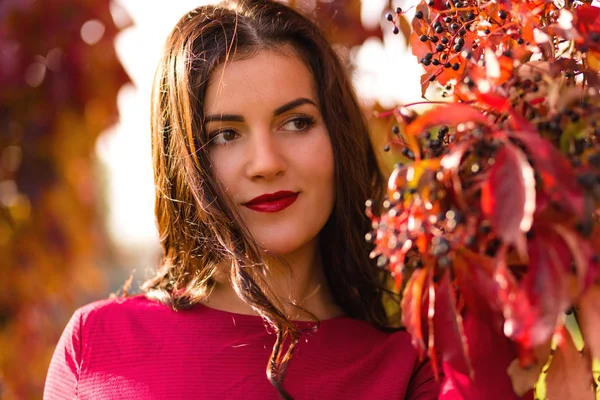 Woman in the autumn park — Stock Photo, Image