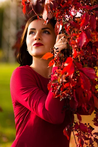 Frau im Herbstpark — Stockfoto