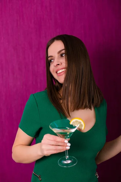 Happy Woman Drinking Cocktail Party — Stock Photo, Image