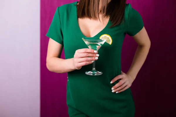 Happy Woman Drinking Cocktail Party — Stock Photo, Image