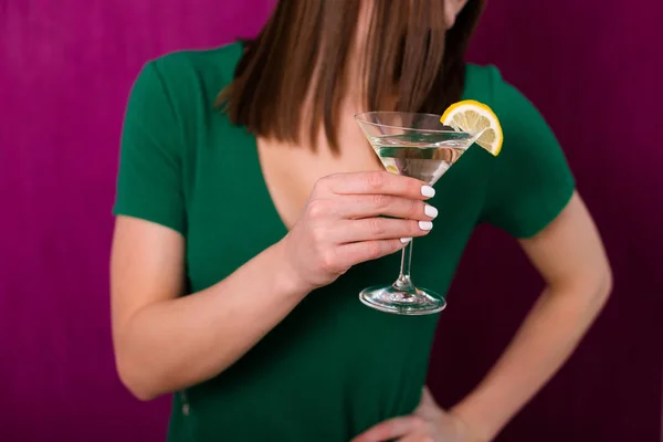 Happy Woman Drinking Cocktail Party — Stock Photo, Image