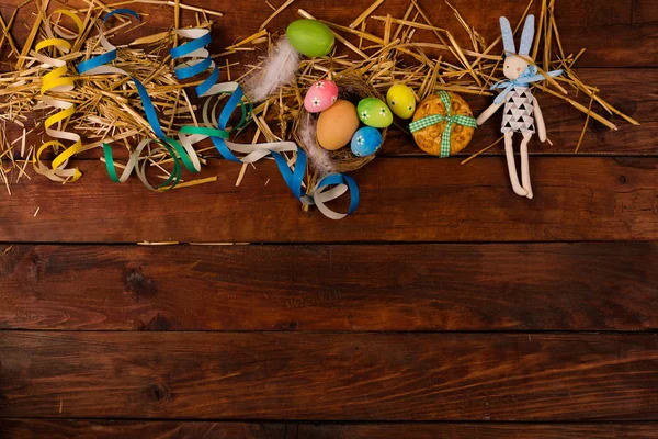 Frühling Hintergrund Mit Traditionellen Ostersymbolen — Stockfoto