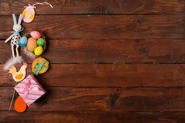 Frühling Hintergrund Mit Traditionellen Ostersymbolen — Stockfoto