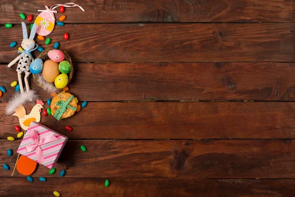 Frühling Hintergrund Mit Traditionellen Ostersymbolen — Stockfoto