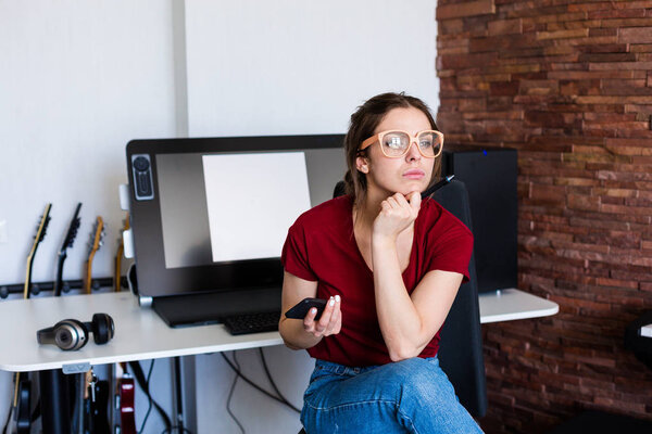 Woman working at the computer