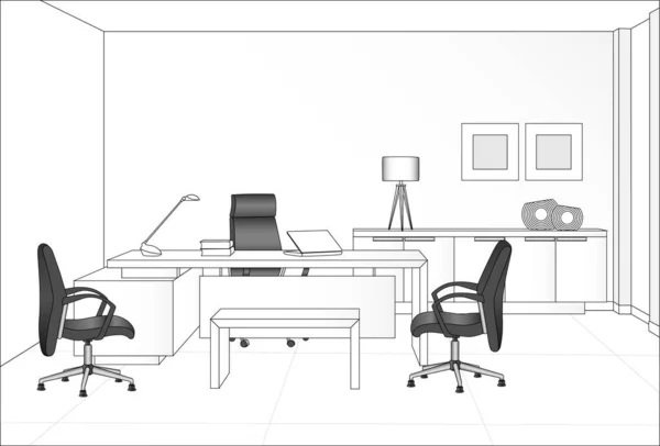 Muebles Oficina Vip Sin Color — Vector de stock