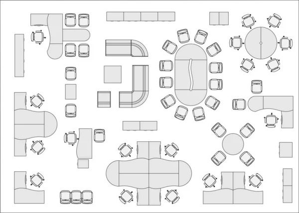 Ofis mobilyaları üst görünüm 