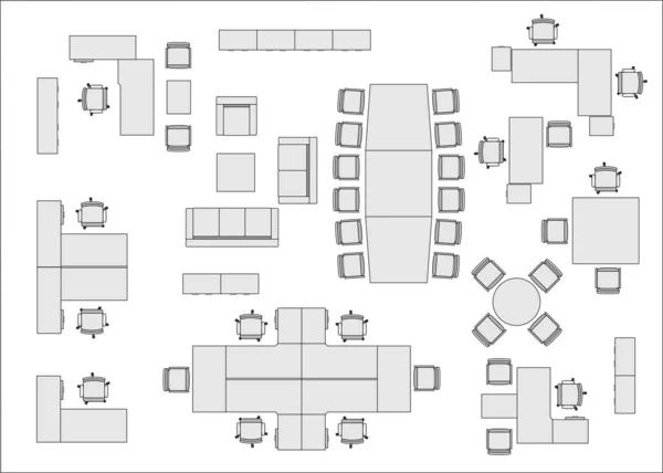 Ofis mobilyaları üst görünüm 