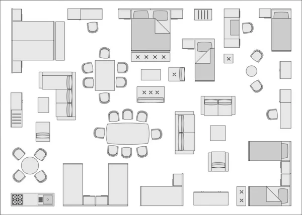 Muebles Del Hotel Vista Superior — Archivo Imágenes Vectoriales