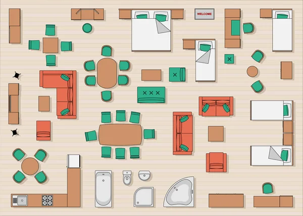 Ev mobilyası üst görünüm rengi 