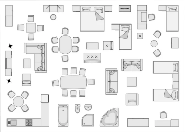 Ev mobilyası üst görünümü 