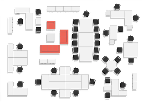 Büromöbel Draufsicht Farbe — Stockvektor