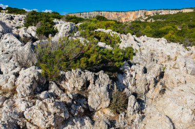 Plaj olmadan kefalonia kayalar Adası