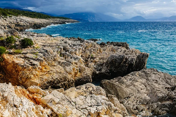 Ostrov Kefalonia Sluncem Jasnou Oblohou — Stock fotografie