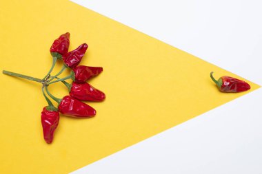 Kırmızı biber sosu, yaratıcı yemek. Sarı arkaplan