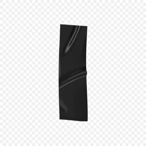 Чорна стрічка. Реалістичний чорний шматок клейкої стрічки для кріплення ізольовано на прозорому фоні. Реалістична 3d Векторна ілюстрація — стоковий вектор